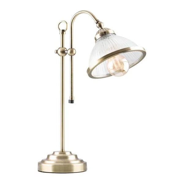 Marina Ribbed Glass Table Lamp in Antique Brass