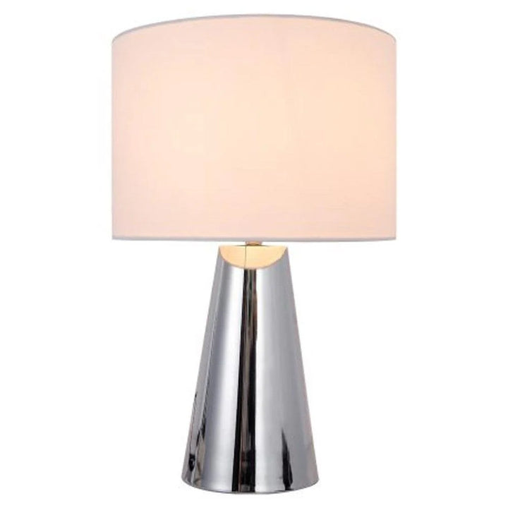 Maya Sleek Elegance, Metal Touch Table Lamp - Chrome, White Linen Shade, 380mm High, PL0144