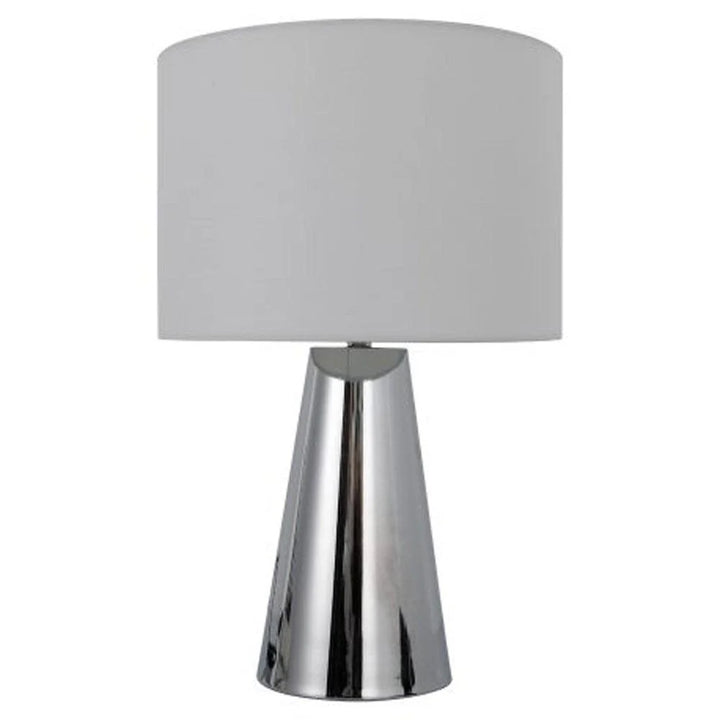 Maya Sleek Elegance, Metal Touch Table Lamp - Chrome, White Linen Shade, 380mm High, PL0144