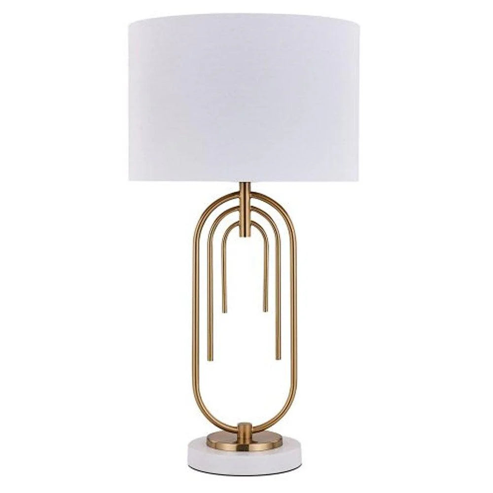 Melody Elegant Glow, Metal Table Lamp - Gold Base, Fabric Shade, 560mm High, PL0057