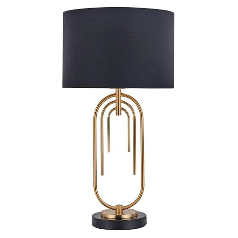 Melody Elegant Glow, Metal Table Lamp - Gold Base, Fabric Shade, 560mm High, PL0057