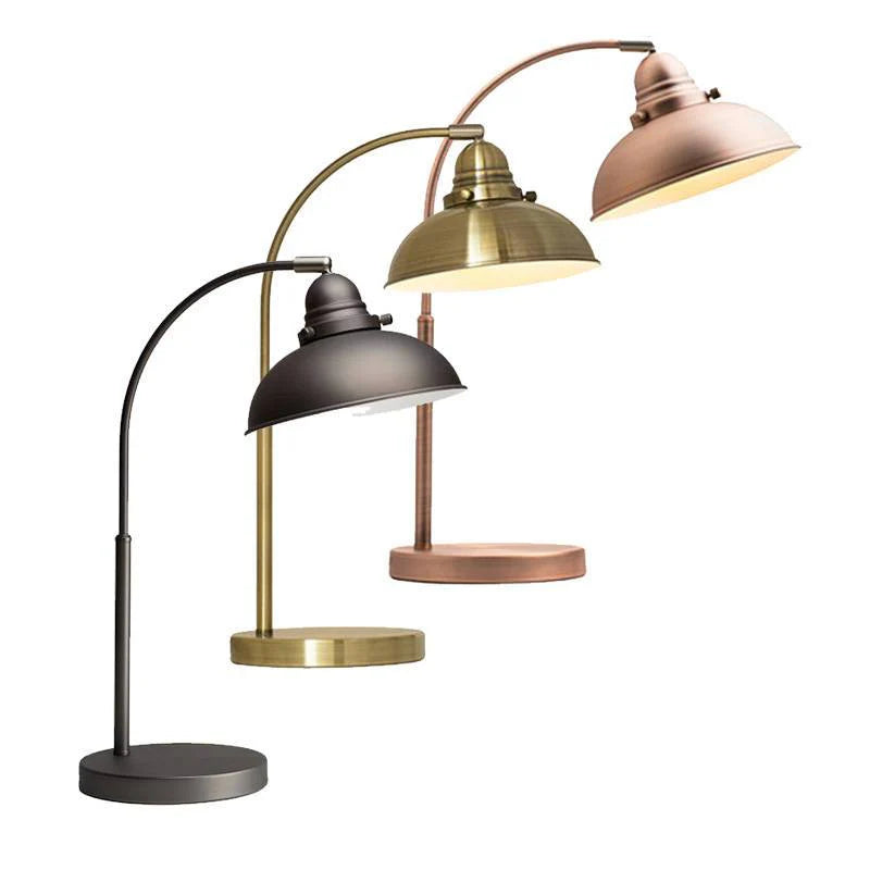 Mia Arc Metal Table Lamp - Weathered Brass, Antique Copper, Antique Chrome, 490mm High, PL0021 $92.40 $120.12