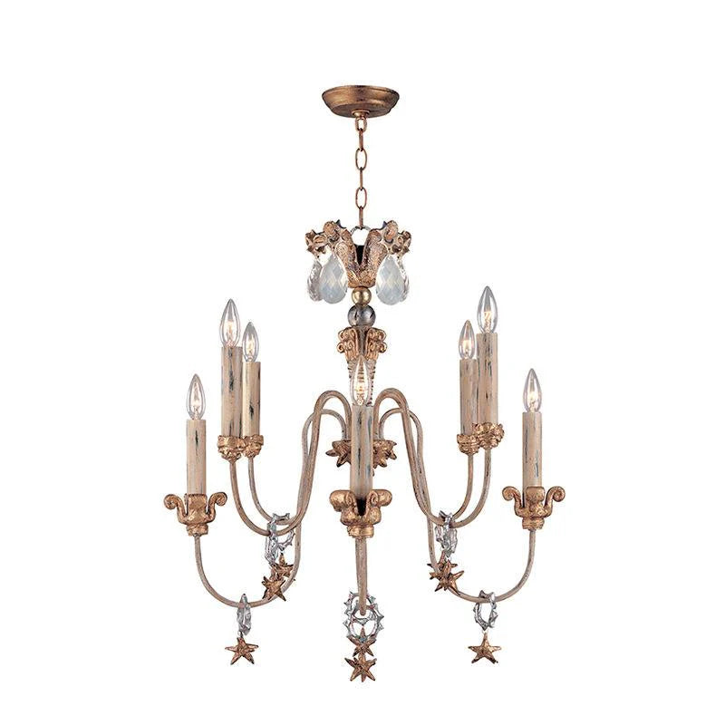 Mignon 8lt Chandelier E14 in Silver and Gold Finish Elstead Lighting - ELS.FB-MIGNON8