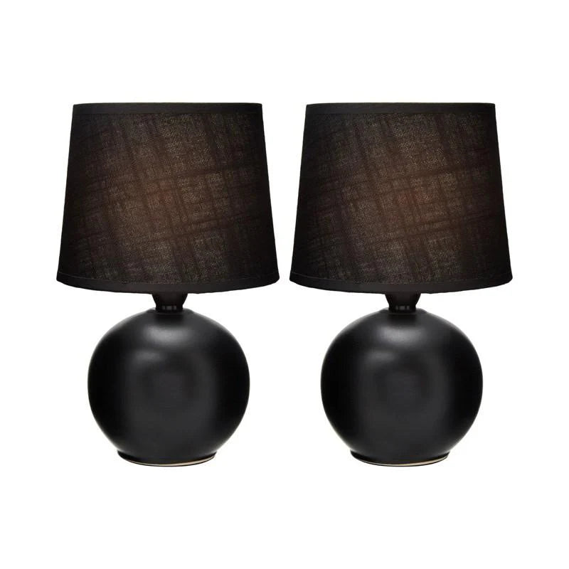 Mila Elegant Harmony, Ceramic Table Lamp - Dark, Linen Lamp, 220mm High (Set of 2), PL0049