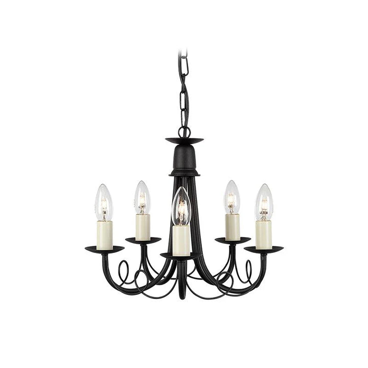 Minster Chandelier 3Lt/5Lt/6Lt E14 in Black/Gold/Ivory Elstead Lighting - ELS.MN3, ELS.MN5, ELS.MN6