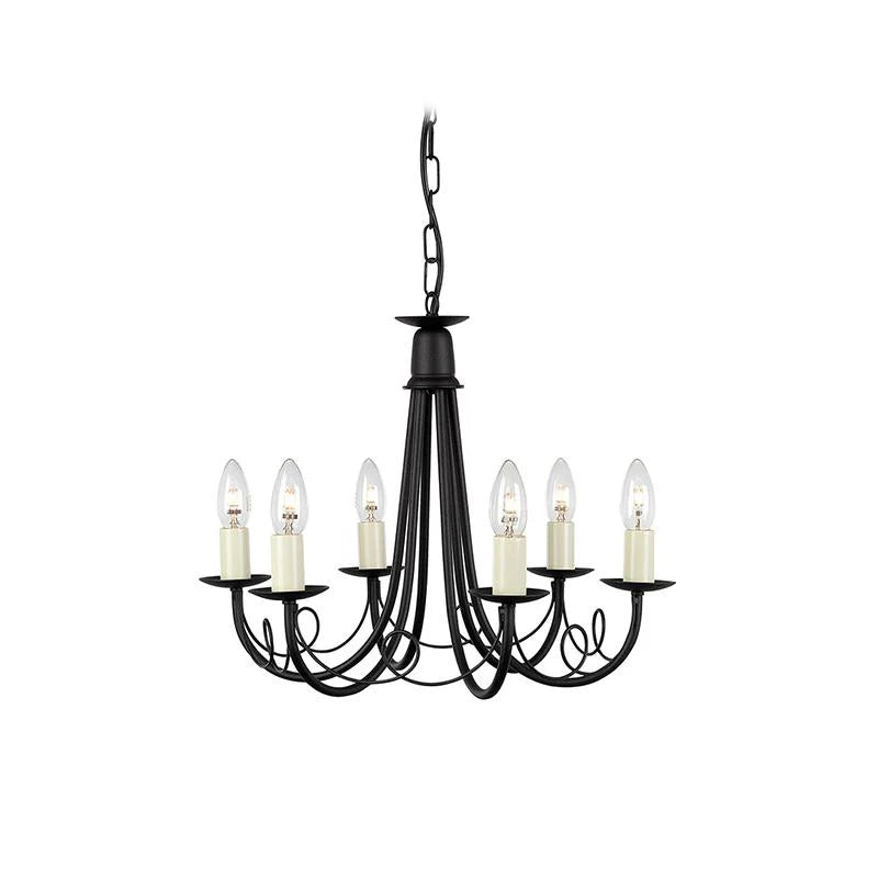 Minster Chandelier 3Lt/5Lt/6Lt E14 in Black/Gold/Ivory Elstead Lighting - ELS.MN3, ELS.MN5, ELS.MN6