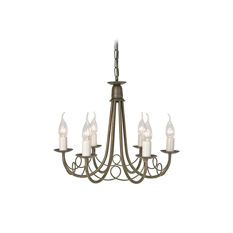 Minster Chandelier 3Lt/5Lt/6Lt E14 in Black/Gold/Ivory Elstead Lighting - ELS.MN3, ELS.MN5, ELS.MN6