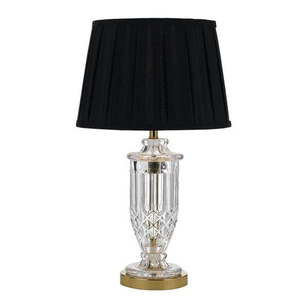 Modern Glass Table Lamp in Chrome or Gold w/ White or Black Shade