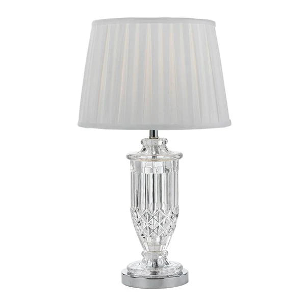 Modern Glass Table Lamp in Chrome or Gold w/ White or Black Shade