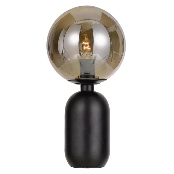 Modern Table Lamp in Antique Gold/Opal, Black/Smoke or Black/Opal