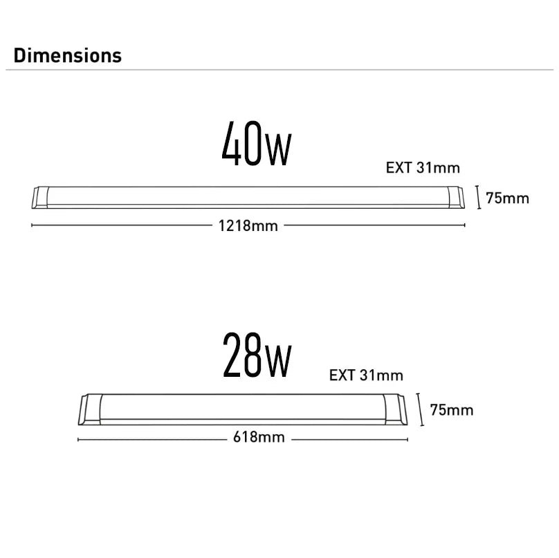 CCT LED Batten Light 28w/40w in White