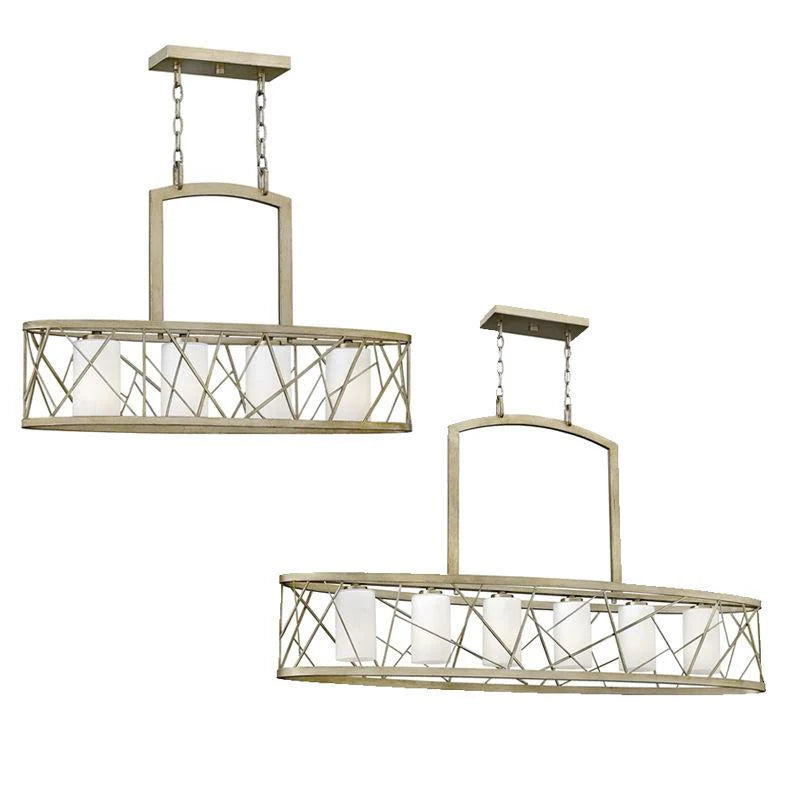 Nest 4Lt/6Lt Island Chandelier E27 in Silver Leaf Elstead Lighting - ELS.HK-NEST-ISLE-SL