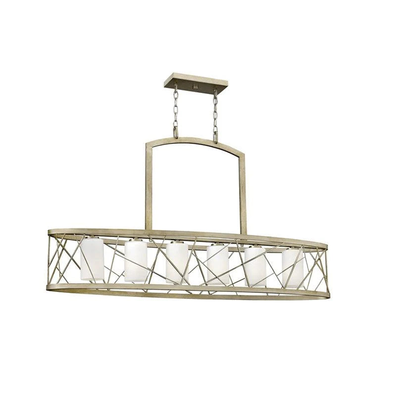 Nest 4Lt/6Lt Island Chandelier E27 in Silver Leaf Elstead Lighting - ELS.HK-NEST-ISLE-SL