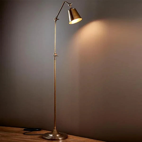 Newbury Floor Lamp in Antique Brass or Antique Silver