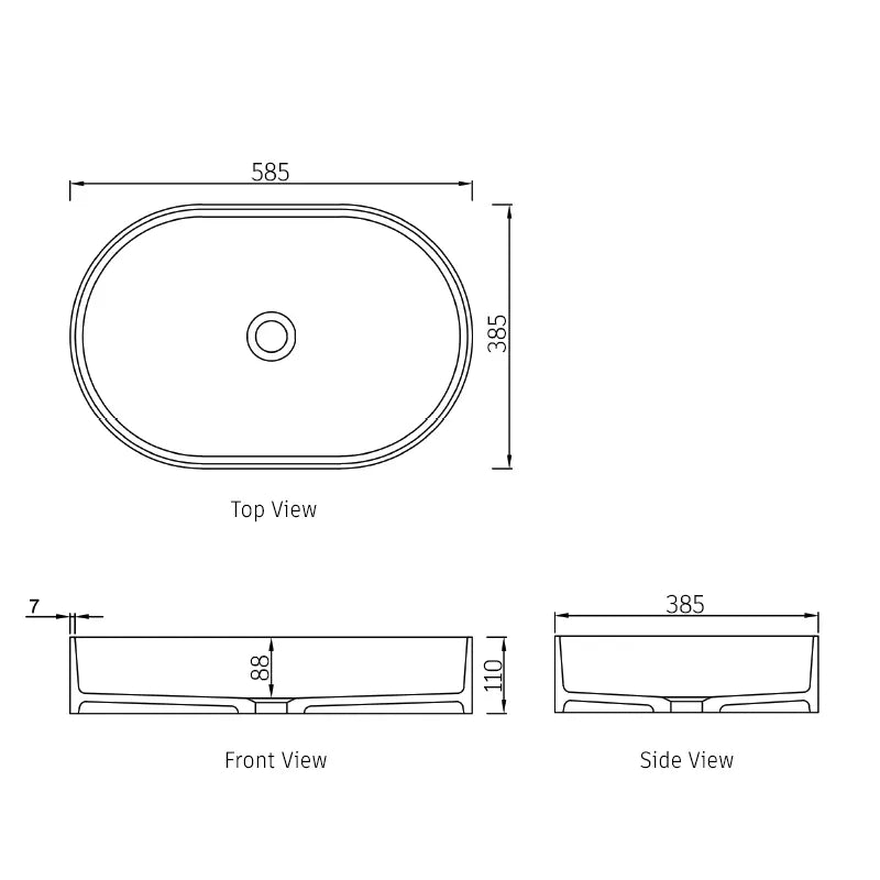 Noosa Solid Surface Matte White Basin 585x385x110