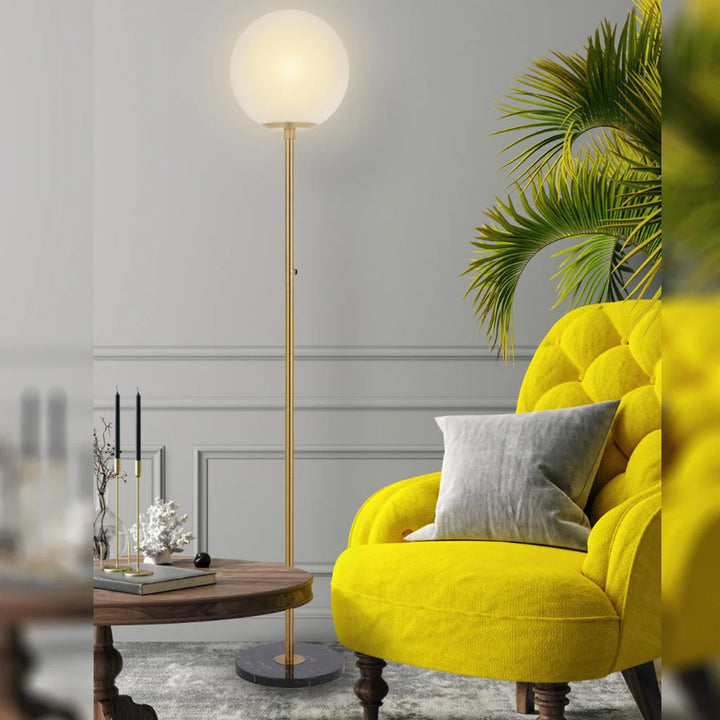 Oliana Floor Lamp in Antique Gold & Alabastro Glass