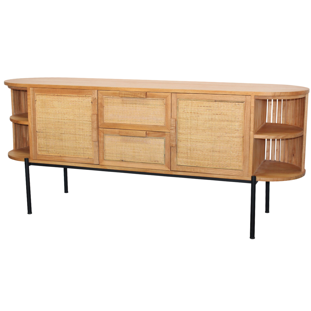 Otis 2 Door 2 Drawer Buffet with rattan insert