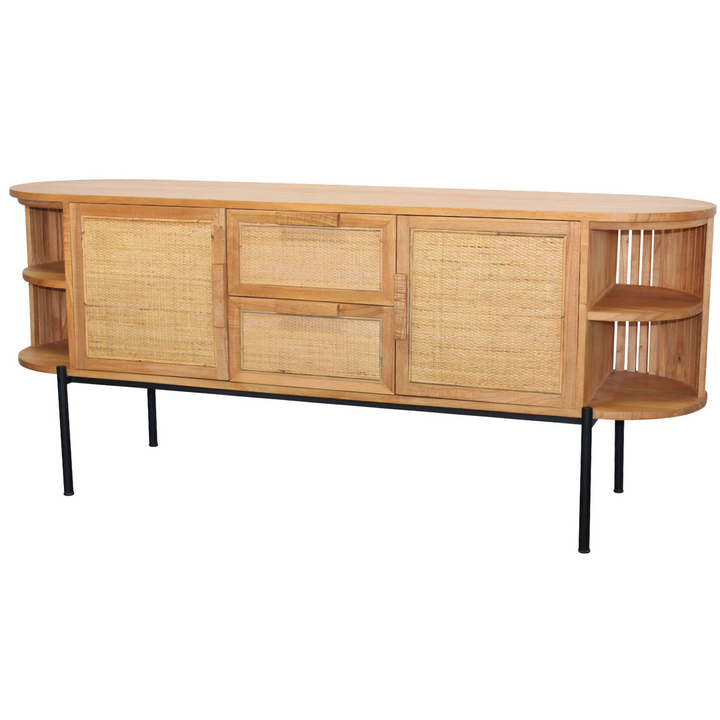 Otis 2 Door 2 Drawer Buffet with rattan insert