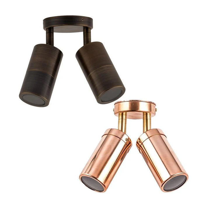 Outdoor Wall Light 2Lt Adjustable MR16 in Antique Brass/Solid Copper