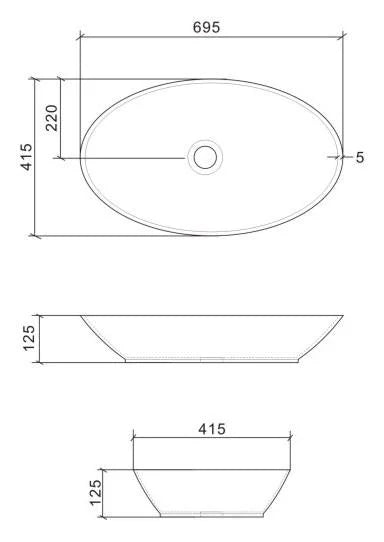 Ovol Long Above Counter Basin