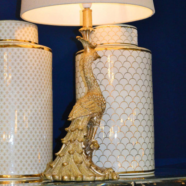 Peacock Table Lamp Champagne Gold 11627 Cafe Lighting