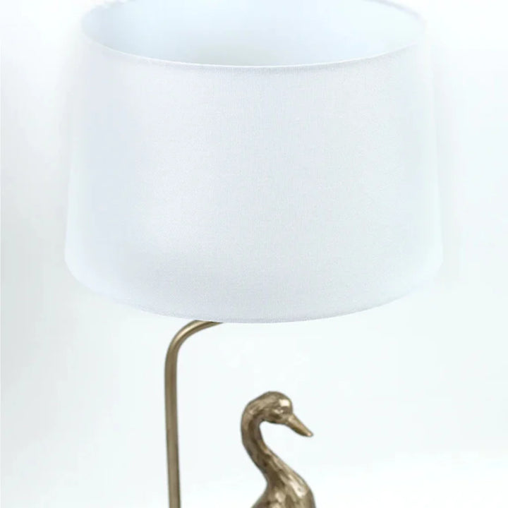 Peyton Quirky Duck, Iron and Resin Table Lamp - Pewter, Cream Fabric Shade, 470mm High, PL0275