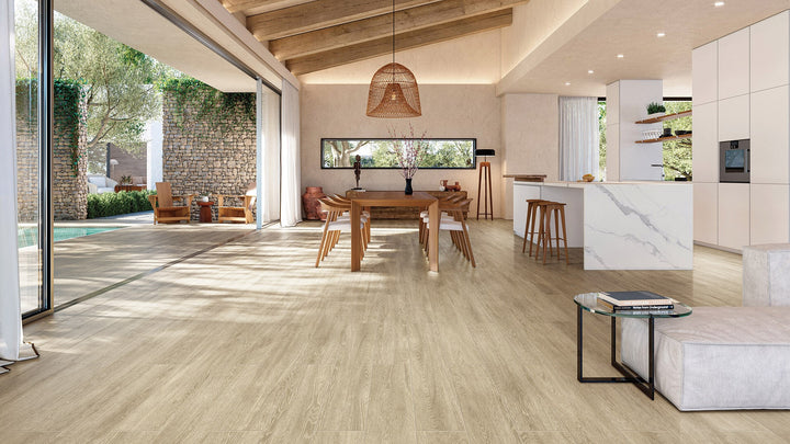 Pinewood Beige Smooth Grip 1200x200mm Porcelain Tile | Wood-Look Tiles for a Warm, Natural Ambiance