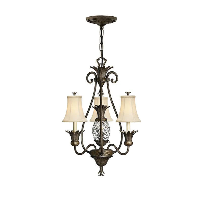 Plantation 3Lt Chandelier E14 in Polished Antique Nickel and Pearl Bronze Elstead Lighting - ELS.HK-PLANT3