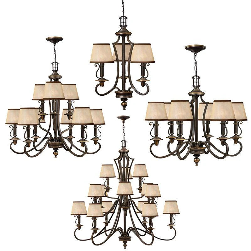 Plymouth 3Lt/6Lt/9Lt/15Lt Chandelier E14 in Old Bronze Elstead Lighting - ELS.HK-PLYMOUTH