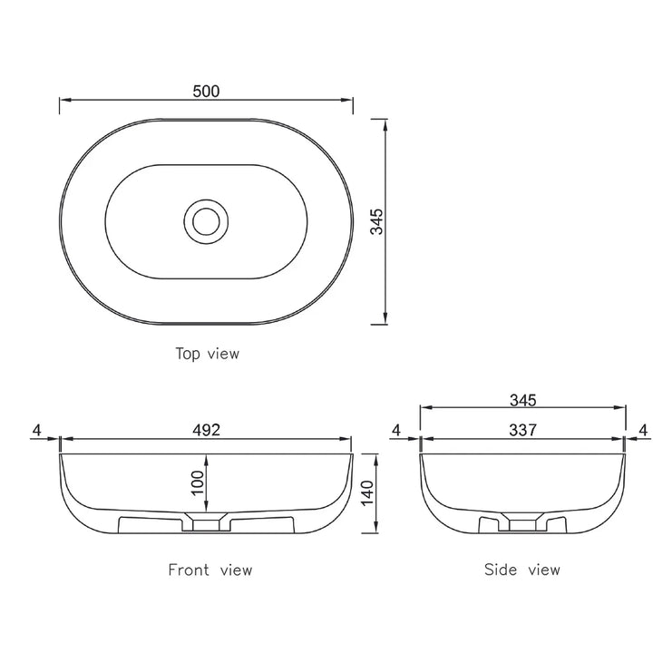 Portofino Solid Surface Basin – Matte White | Modern Above-Counter Basin