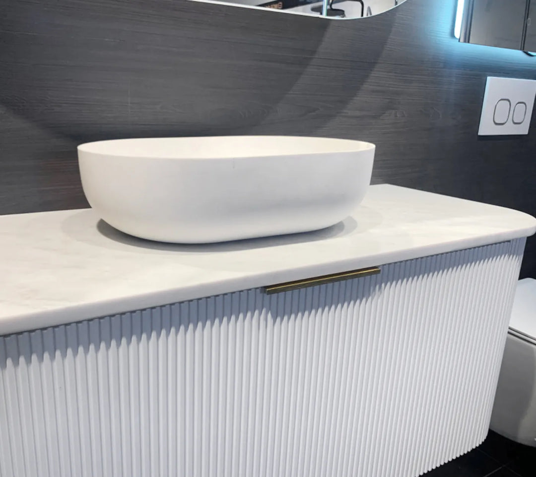 Portofino Solid Surface Basin – Matte White | Modern Above-Counter Basin