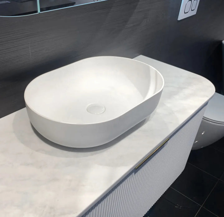 Portofino Solid Surface Basin – Matte White | Modern Above-Counter Basin