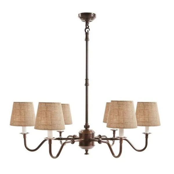 Prescot 6 Arm Chandelier in Antique Silver, Dark Bronze or Antique Brass