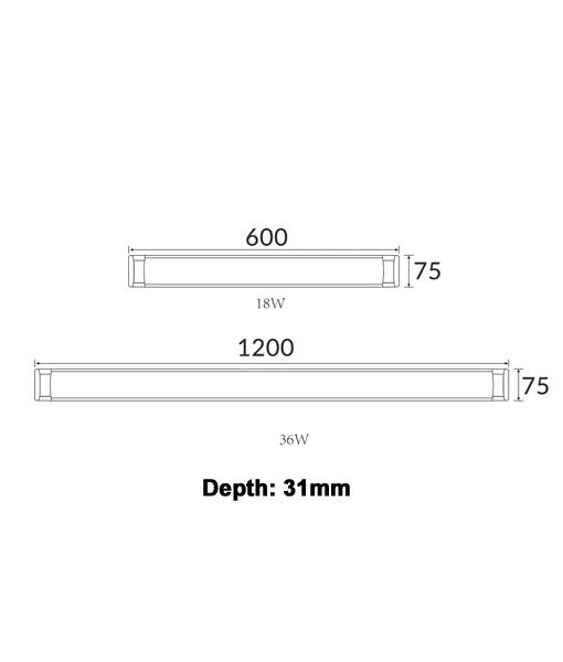 Razor LED Batten Light Tri-CCT 18w or 36w Dimmable CLA Lighting