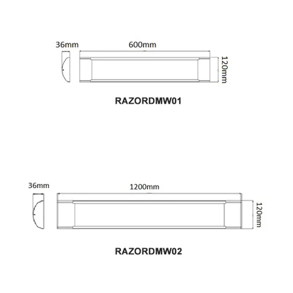 Razor Surface Mounted LED Batten Light (Wide) CCT 18w, 36w White