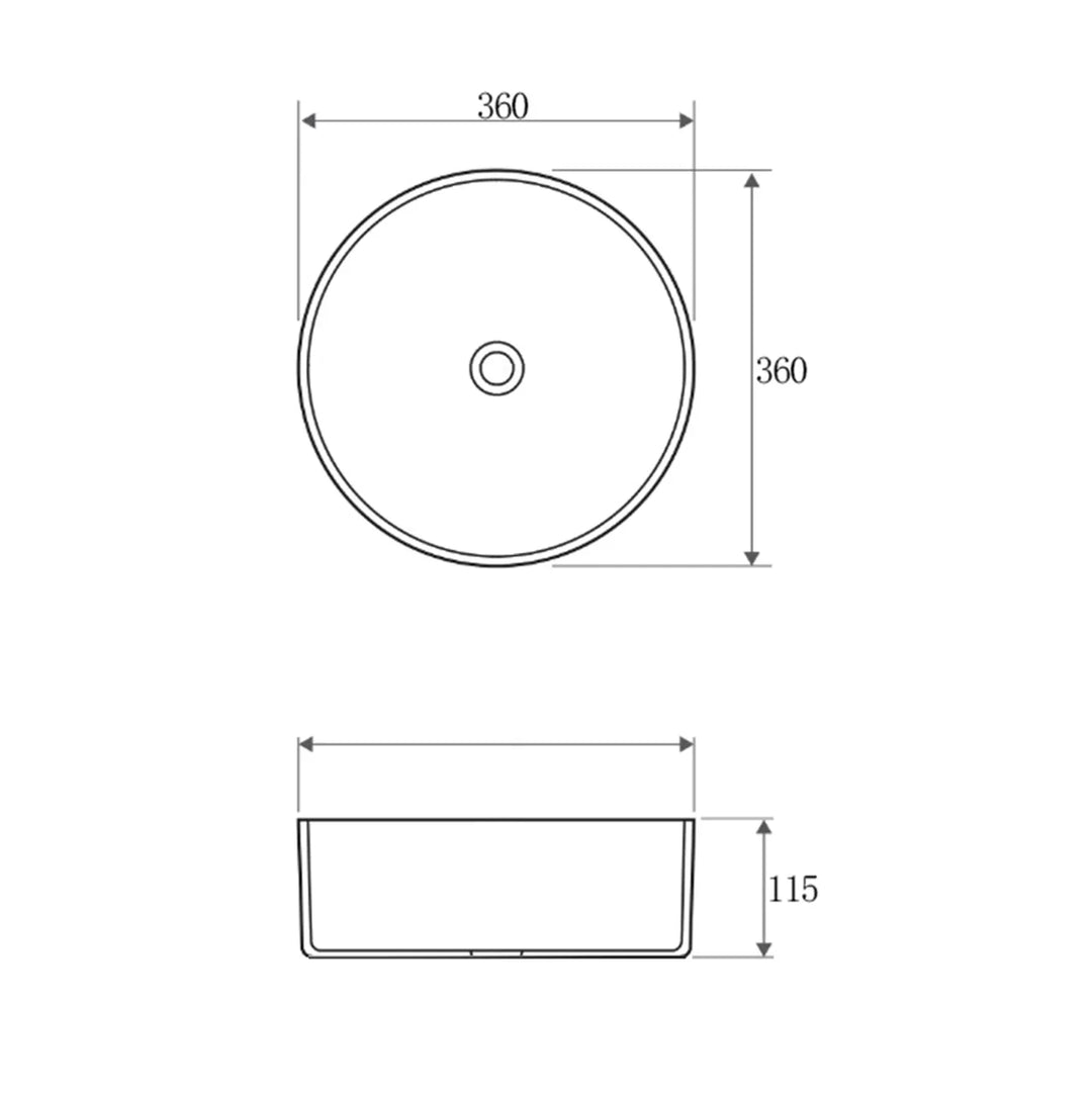 Radius Round Carrara Basin 360x360x115