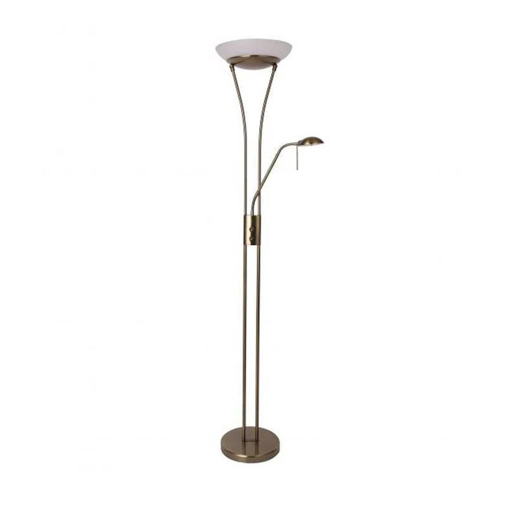 Quinn Elegant LED Mother & Child Floor Lamp - Black/Brass/Chrome, Glass Shade, 1800mm High, PL0023