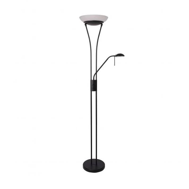 Quinn Elegant LED Mother & Child Floor Lamp - Black/Brass/Chrome, Glass Shade, 1800mm High, PL0023