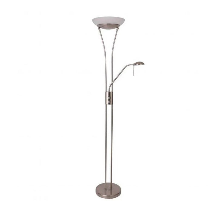 Quinn Elegant LED Mother & Child Floor Lamp - Black/Brass/Chrome, Glass Shade, 1800mm High, PL0023