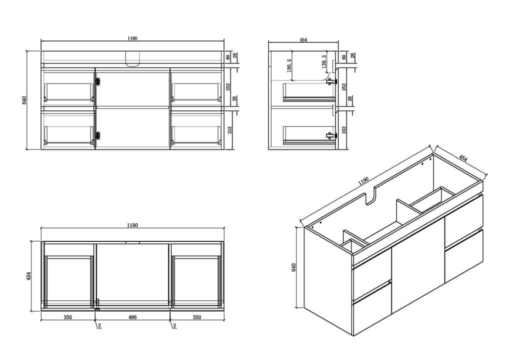 Reflex 1200 Oak – Wall Hung Vanity