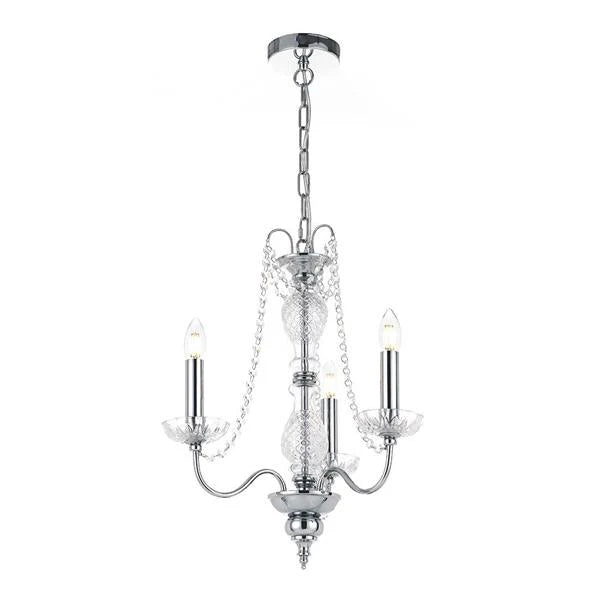 Rhine Pendant Light 3Lt w/ Clear Glass in Black or Chrome