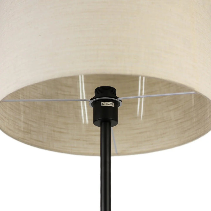 Riley Chic Iron Floor Lamp - Black, Linen Fabric Shade, 1600mm High, PL0299