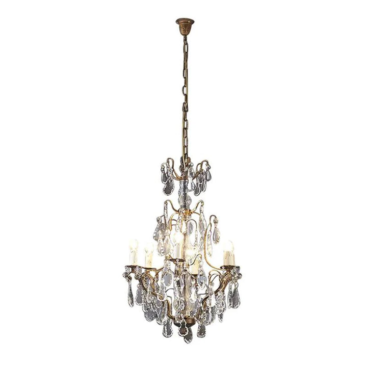 Roche Chandelier 6x40w E14 in Antique Brass