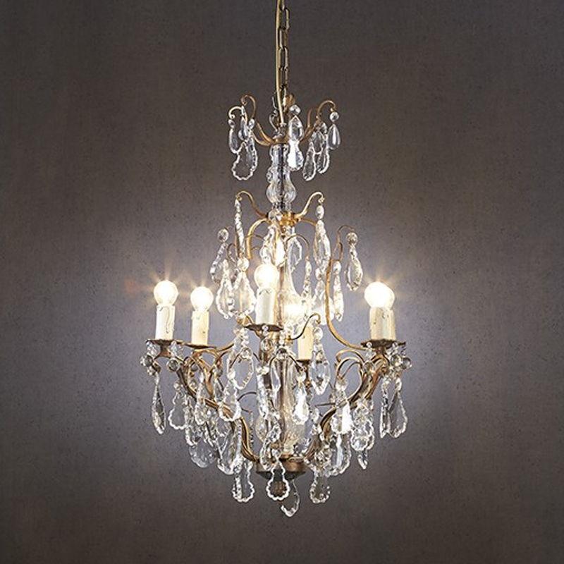 Roche Chandelier 6x40w E14 in Antique Brass