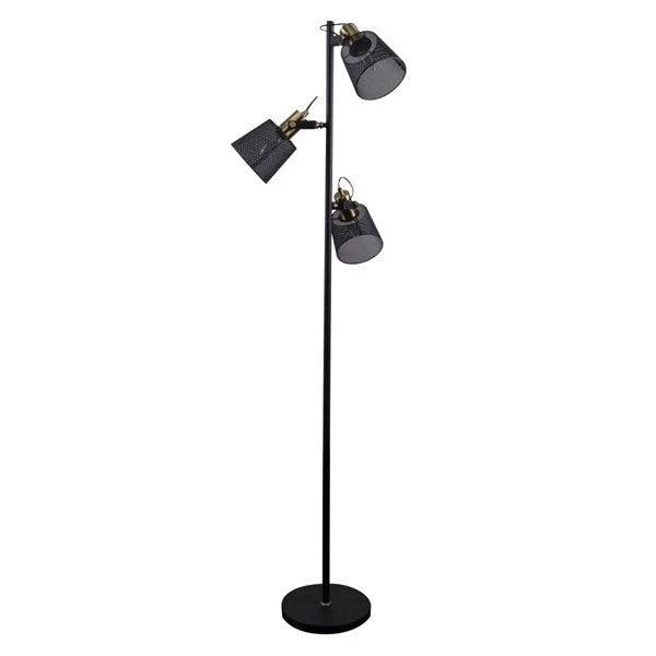 Rustica Cage Floor Lamp 3Lt in Black