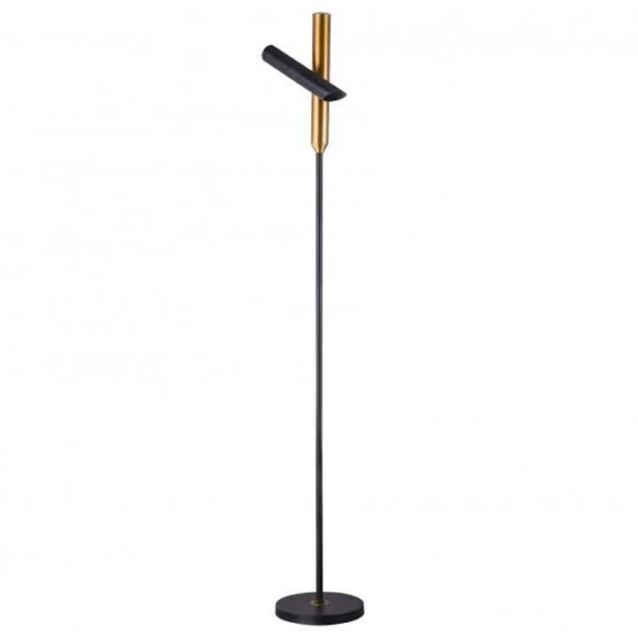 Sadie Sleek Cylindrical LED Floor Lamp - Brass & Black, 1680mm High , PL0232