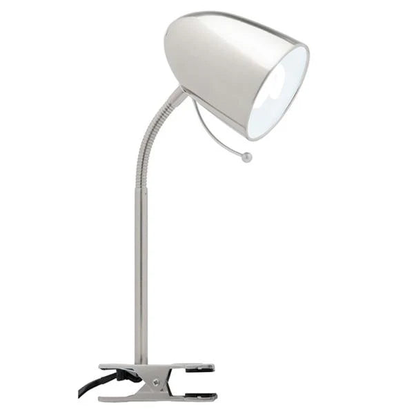 Sara LED Clamp Lamp in White, Black, Brushed Chrome, Grey or Yellow