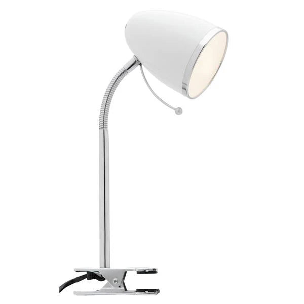 Sara LED Clamp Lamp in White, Black, Brushed Chrome, Grey or Yellow