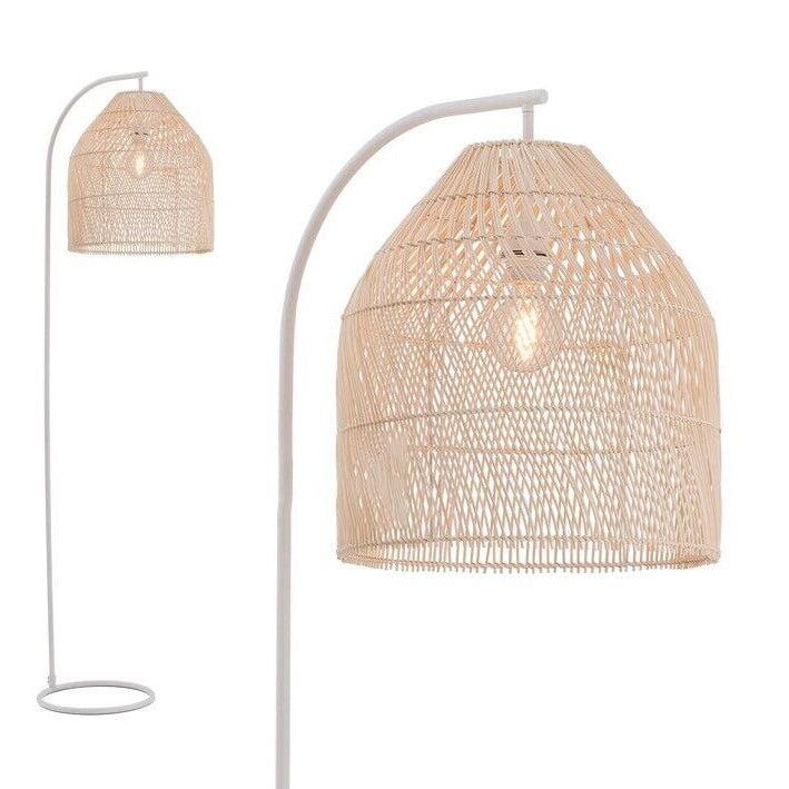 Rattan Floor Lamp - Best-Selling Coastal Chic Lighting in White or Black