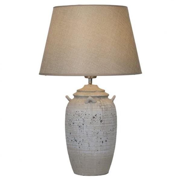 Scarlett Earthy Ceramic Table Lamp - Antique Brown or Grey, Fabric Shade, 550mm High, PL0017